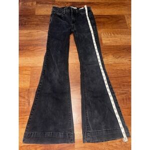 Free People We The Free Flare Jeans Black Faded High Rise Denim Size 26